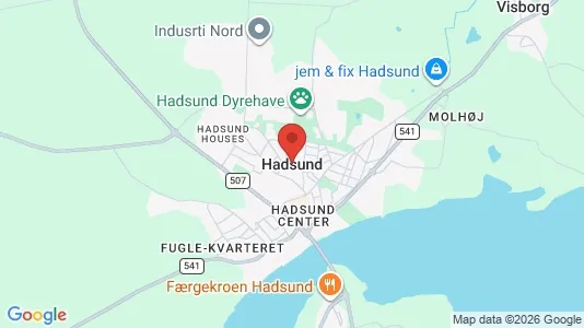 Værkstedslokaler til leje i Hadsund - kort over placeringen