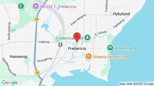 Værkstedslokaler til leje i Fredericia - kort over placeringen