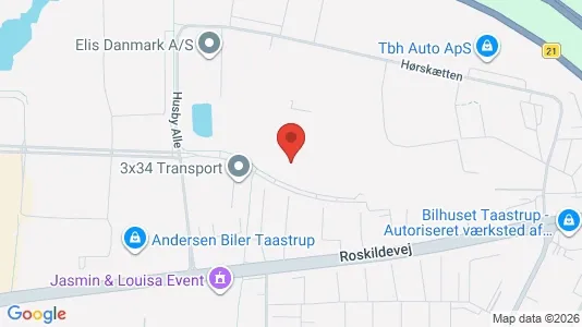 Værkstedslokaler til leje i Taastrup - kort over placeringen