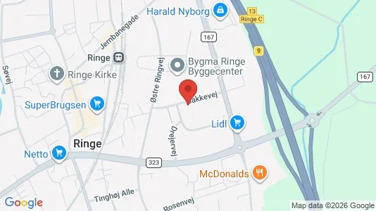 Boligudlejningsejendomme til salg i Ringe - kort over placeringen