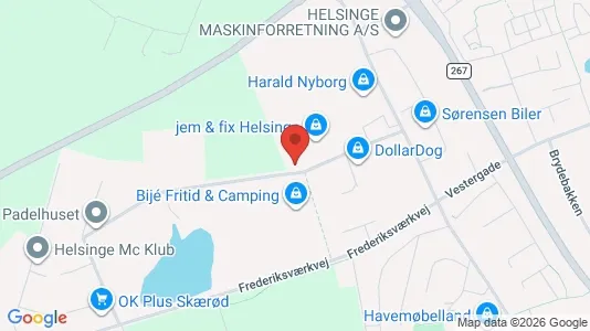 Lagerlokaler til salg i Helsinge - kort over placeringen