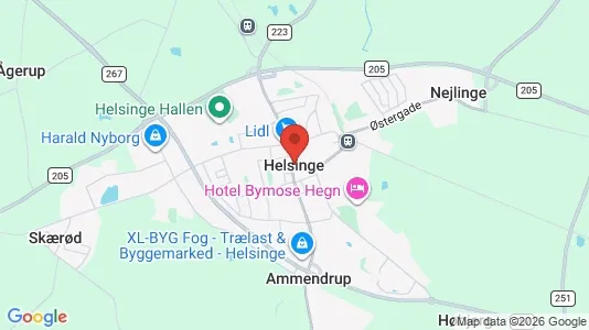 Lagerlokaler til leje i Helsinge - kort over placeringen