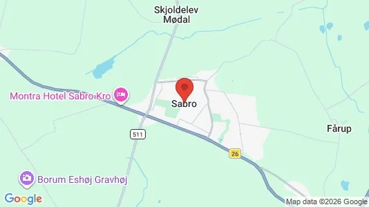 Værkstedslokaler til salg i Sabro - kort over placeringen