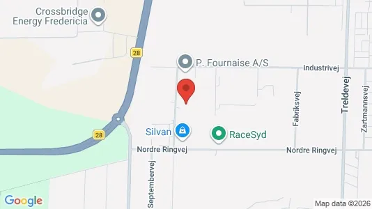 Lagerlokaler til leje i Fredericia - kort over placeringen