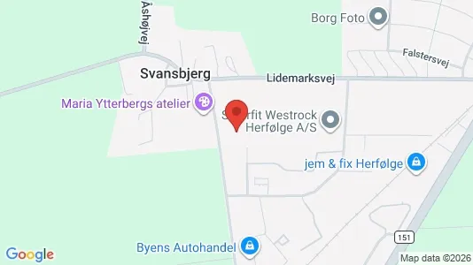 Lagerlokaler til leje i Herfølge - kort over placeringen